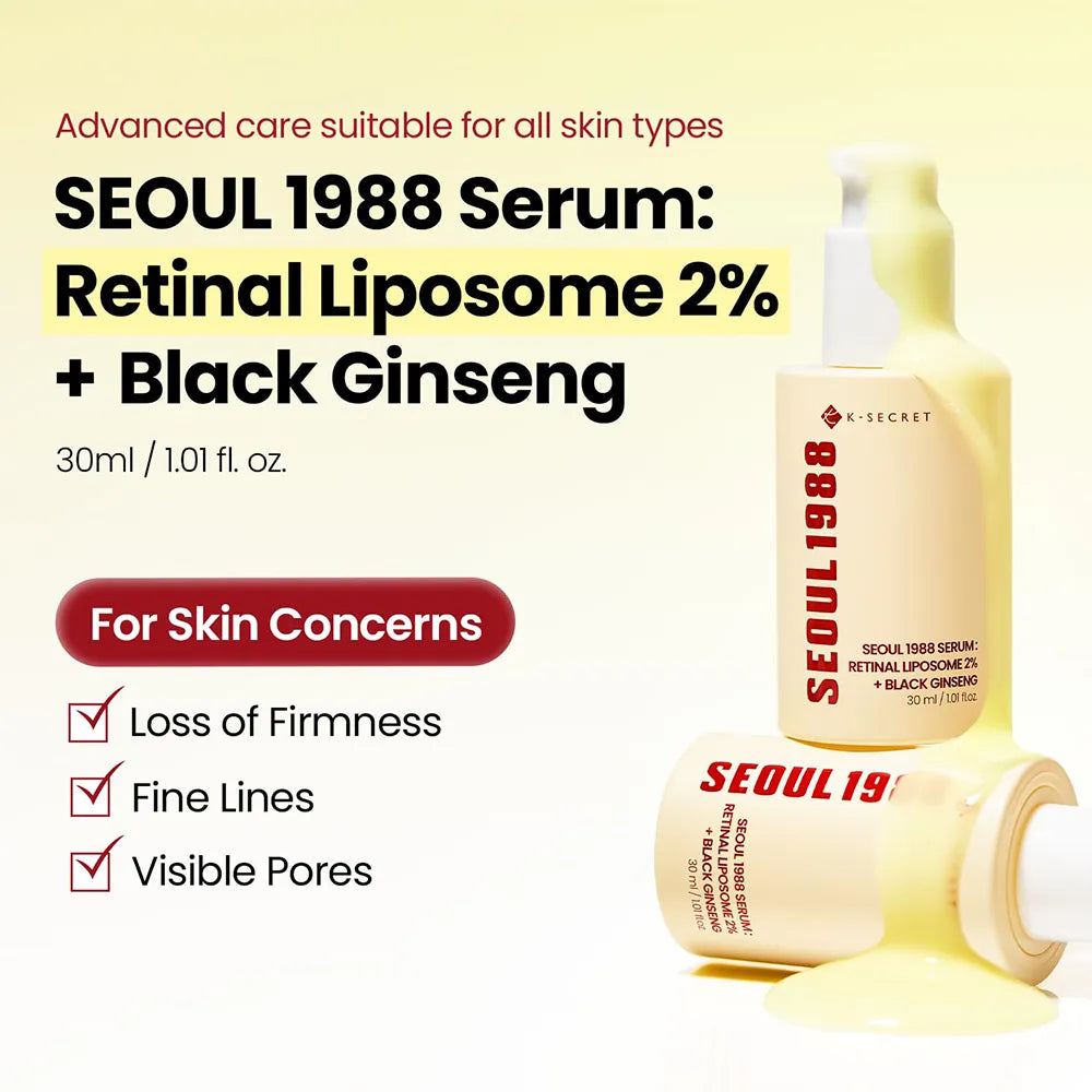 K-SECRET SEOUL 1988 Retinal Serum : Retinal Liposome 2% and 58% Black Ginseng 30 ml